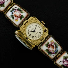 Chaika 1601.A Soviet vintage ladies wristwatch Enamel bracelet