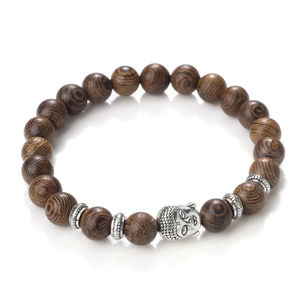 Charm Vintage Buddha Beads Bracelet Men Natural Tiger Eye Malachite Black Lava Stone Chakra Bracelets for Women Bileklik Jewelry