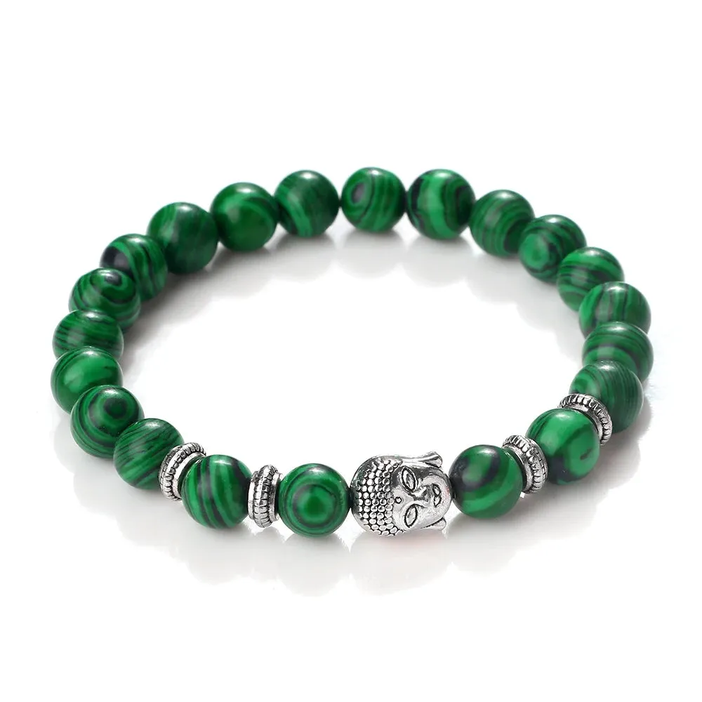 Charm Vintage Buddha Beads Bracelet Men Natural Tiger Eye Malachite Black Lava Stone Chakra Bracelets for Women Bileklik Jewelry