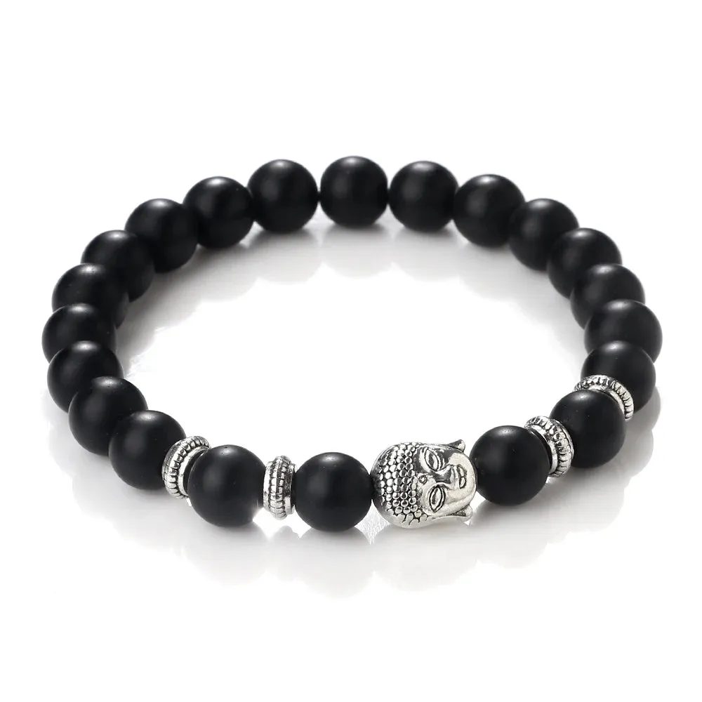 Charm Vintage Buddha Beads Bracelet Men Natural Tiger Eye Malachite Black Lava Stone Chakra Bracelets for Women Bileklik Jewelry