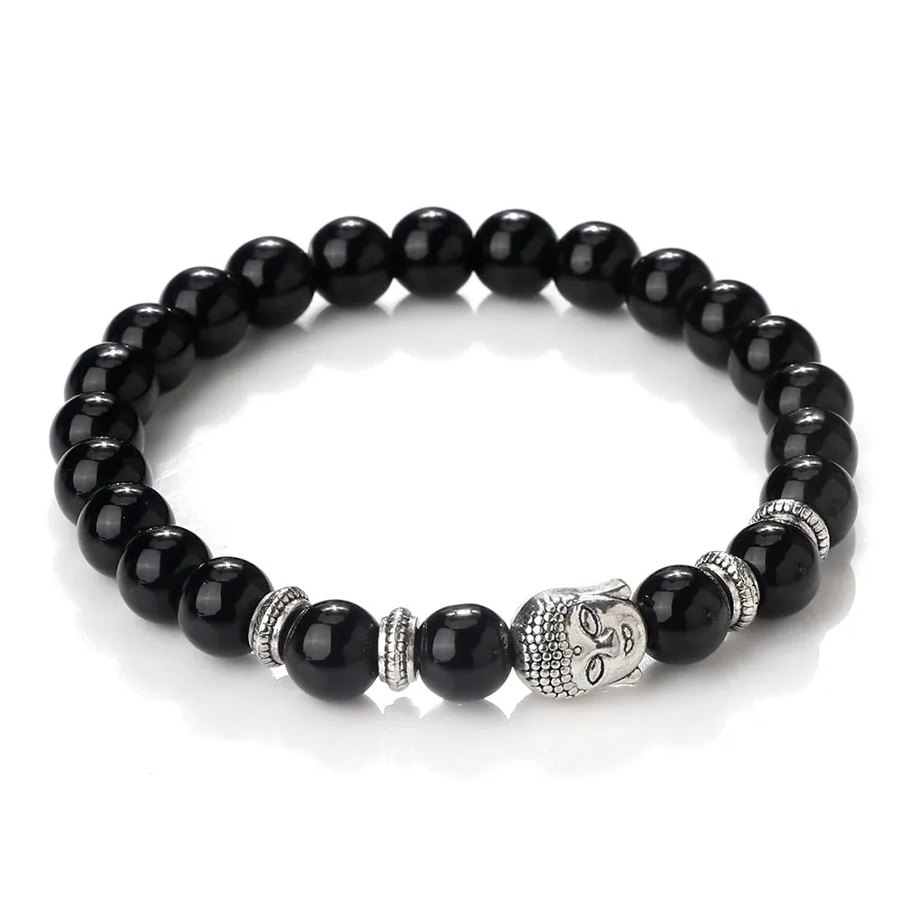 Charm Vintage Buddha Beads Bracelet Men Natural Tiger Eye Malachite Black Lava Stone Chakra Bracelets for Women Bileklik Jewelry