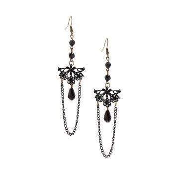 Cheap Black Vintage Lace Drop Earrings