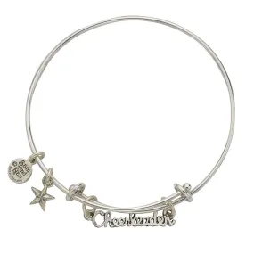 Cheerleader Text Two Rings Charm Bangle Bracelet