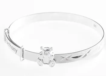 Children's Personalised Sliding Teddy Baby Bangle (0-3 years)