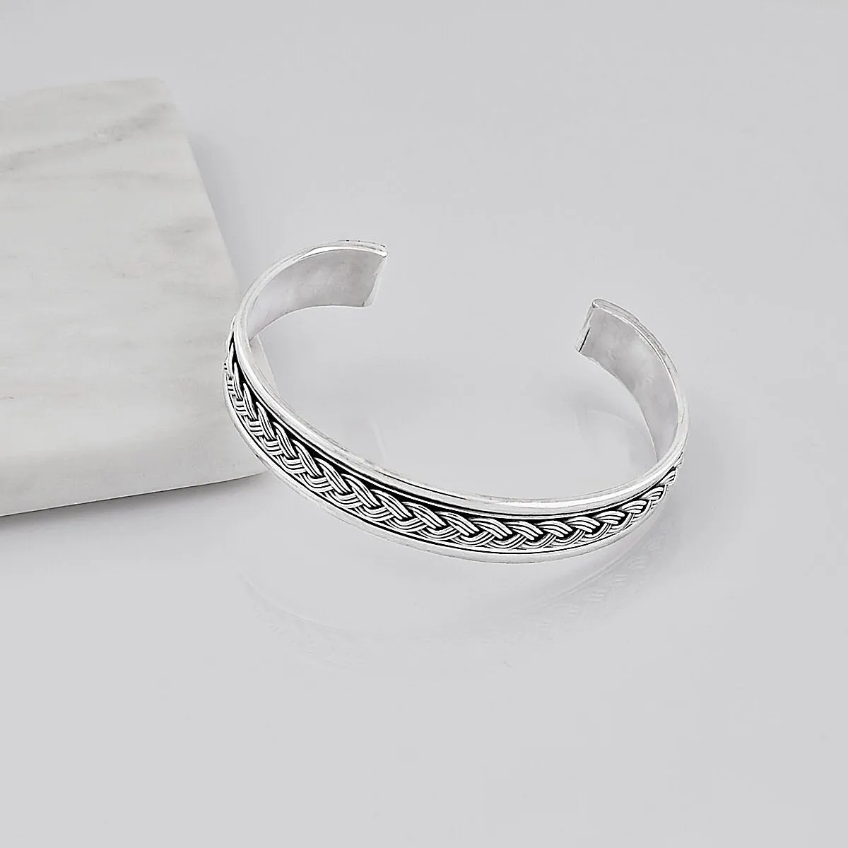 Clacsic 925 Sterling Silver Bangle for Men | Celtic Cuff Bangle Bracelet Jewelry For Men