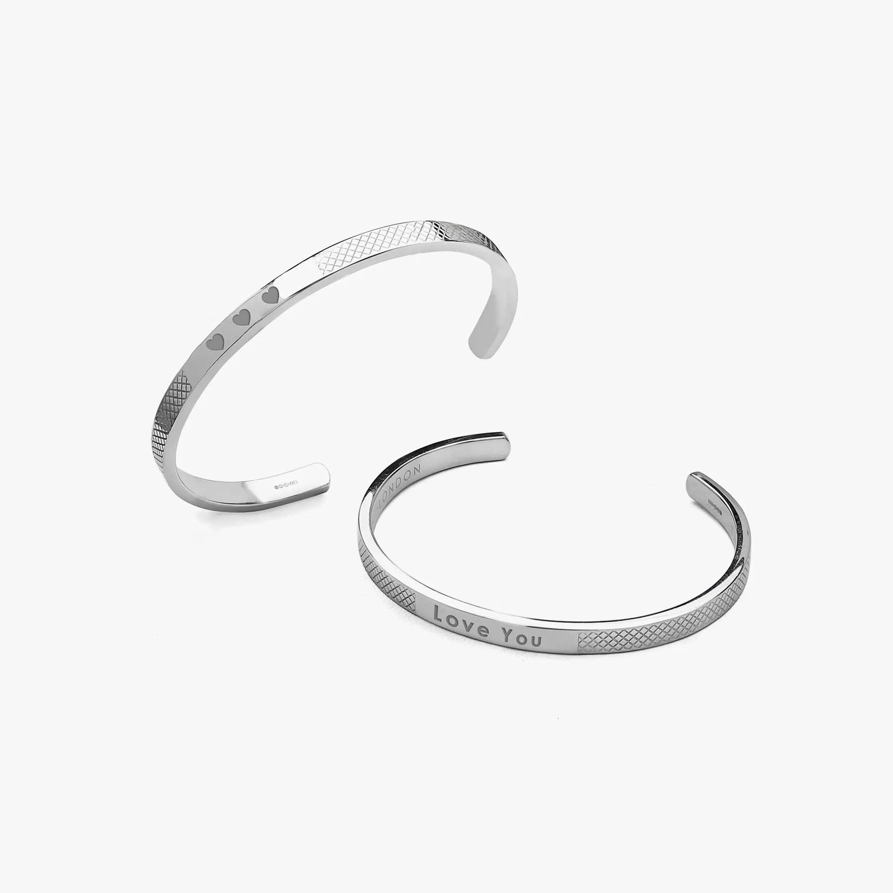 Classic Bangle In Rhodium Plated Silver- Engravable