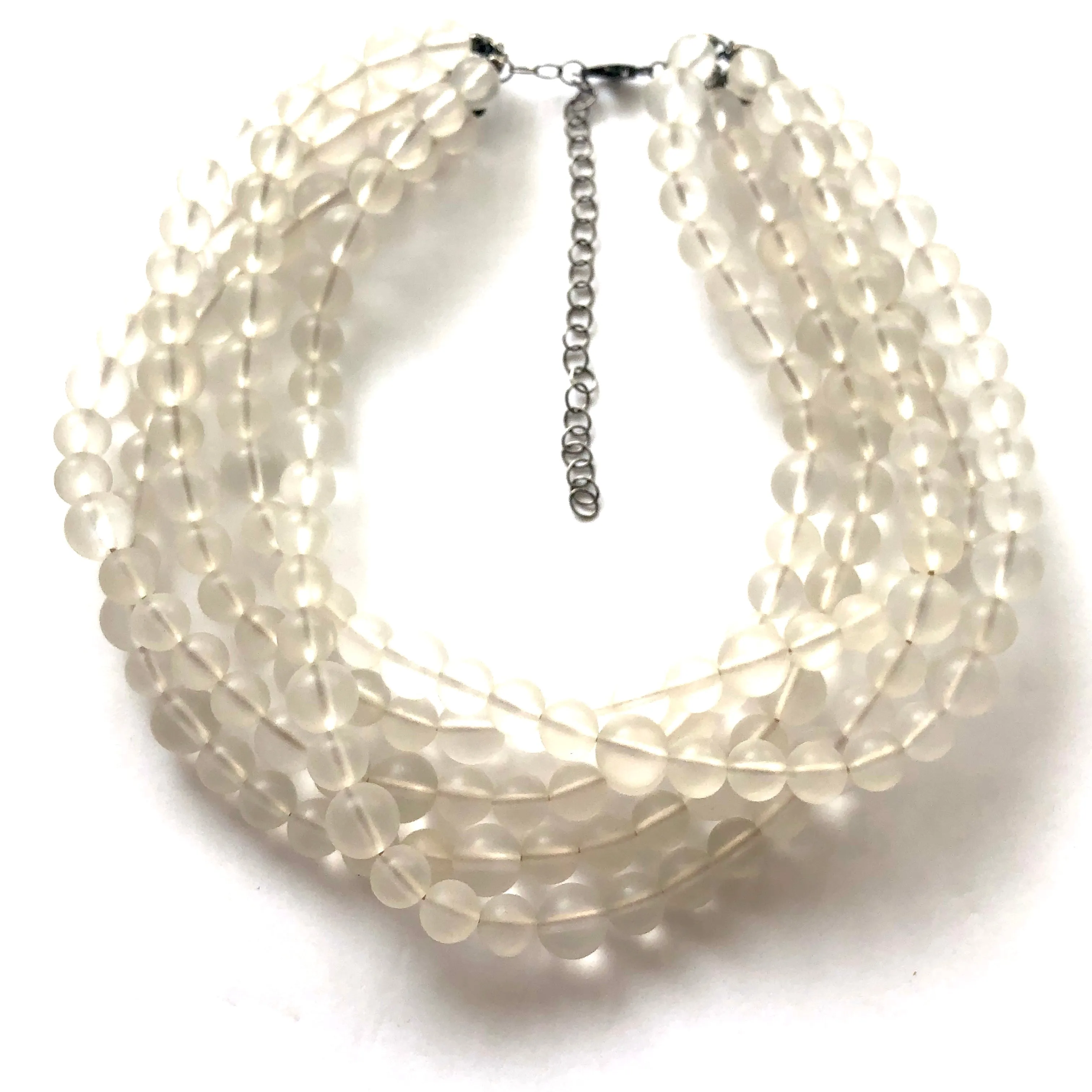 Clear Frosted Lucite Sylvie Beaded Statement Necklace