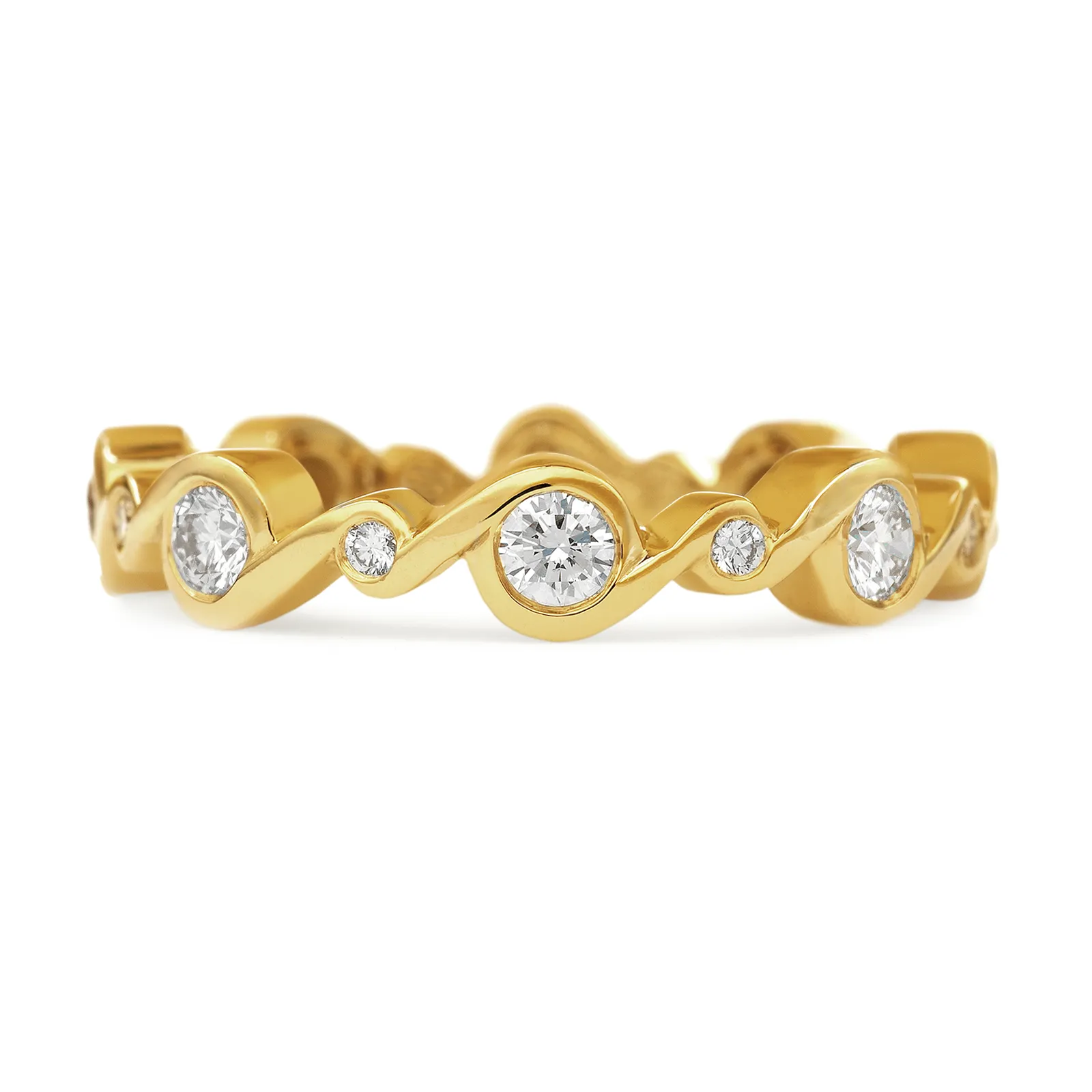 Contour Entwined Diamond and Yellow Gold Stack Band