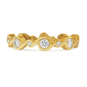 Contour Entwined Diamond and Yellow Gold Stack Band