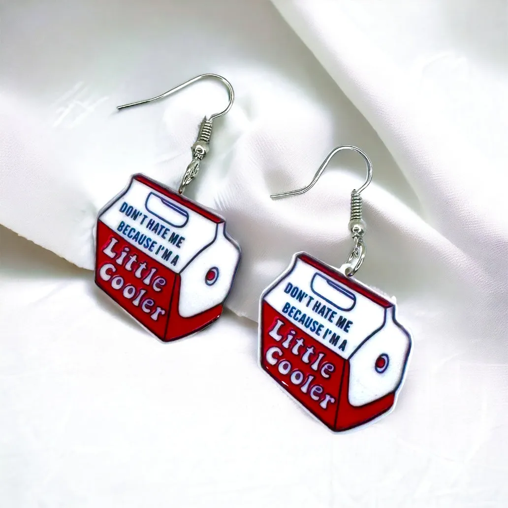 Cooler Earrings - Handmade Earrings, Ice Chest, Funny Earrings, A Little Cooler