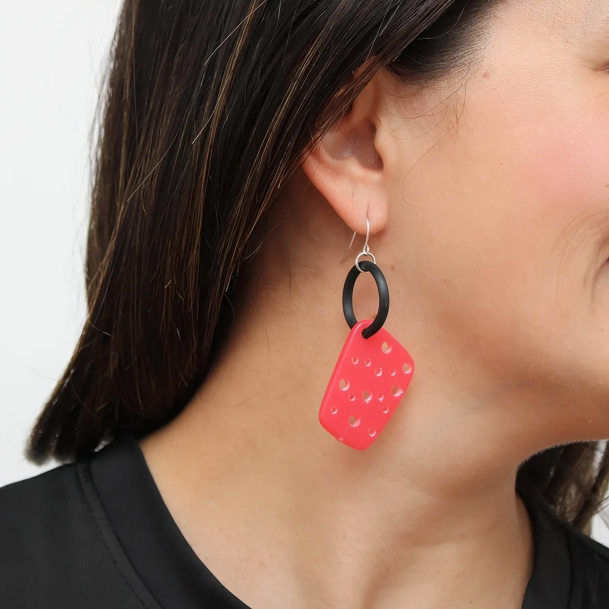 Coral Geometric Dangle Earring