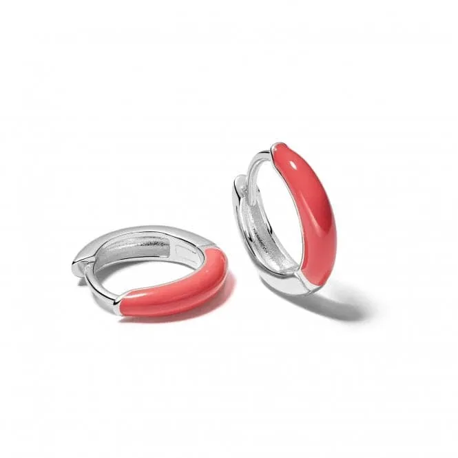 Coral Huggie Hoop Sterling Silver Earrings EE08_SLV