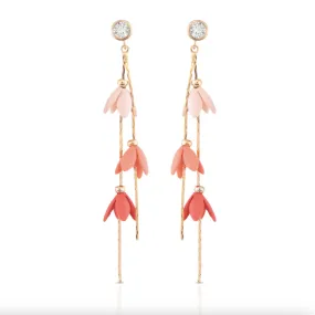 Coral Ombre Lily Bells Drop Earrings