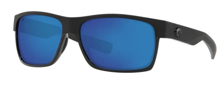 Costa Del Mar Half Moon Shiny Black Frame - Blue Mirror 580 Plastic Lens - Polarized Sunglasses