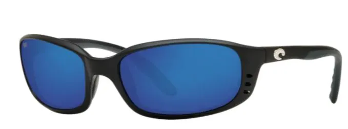 Costa Del Mar Mens Brine Matte Black Frame - Blue Mirror 580 Glass Lens - Polarized Sunglasses