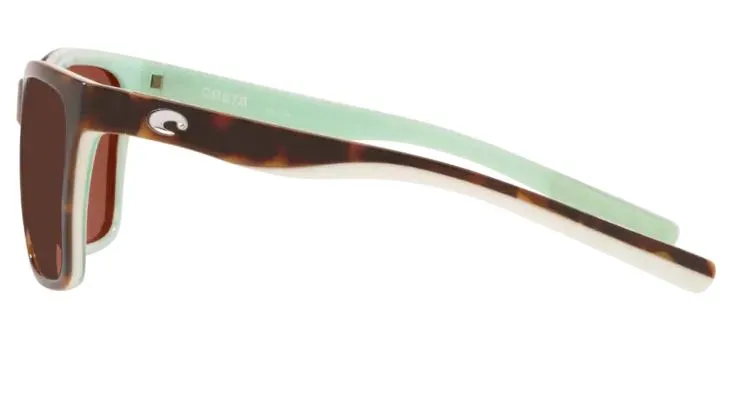 Costa Del Mar Womens Panga Shiny Tortoise/White/Seafoam Crystal Frame - Copper 580 Plastic Lens - Polarized Sunglasses