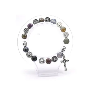 Cross Beaded Indian Natural Agate Stone Bracelet