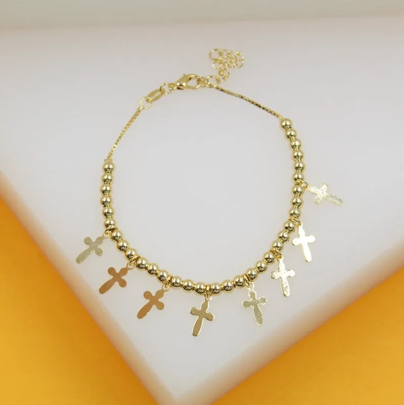 Cross Dangle Beaded Bracelet (I301)