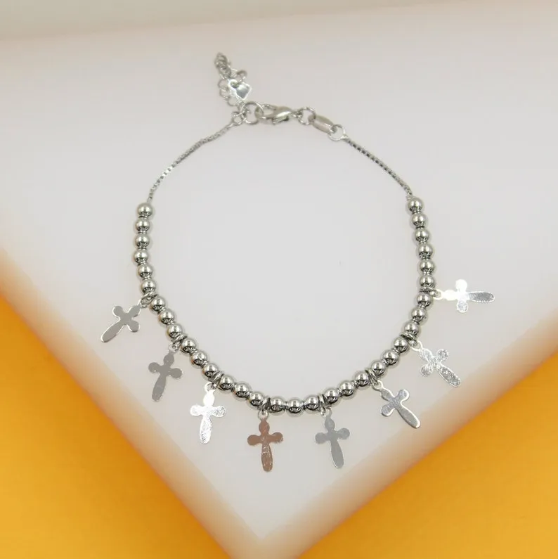 Cross Dangle Beaded Bracelet (I301)