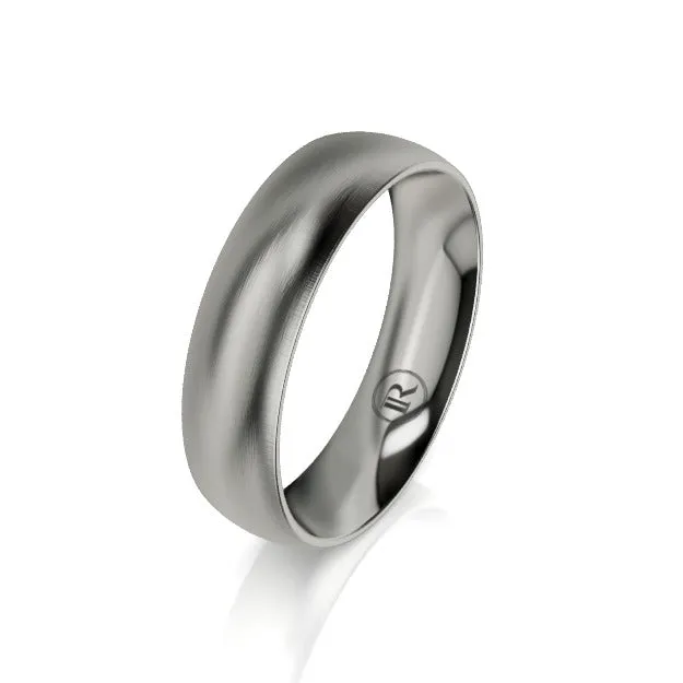 Curved Brushed Titanium Wedding Ring (AD)