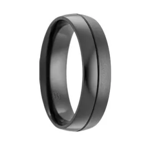 Custom Black Zirconium Polished and Brushed Mens Wedding Ring (CW4440)