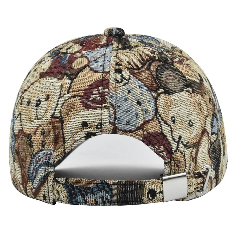 Cute Bear Baseball Cap New Spring Sunhat Dog Print Men Women Unisex-Teens Cotton Snapback Caps Fashion Hip Hop Vintage Hat