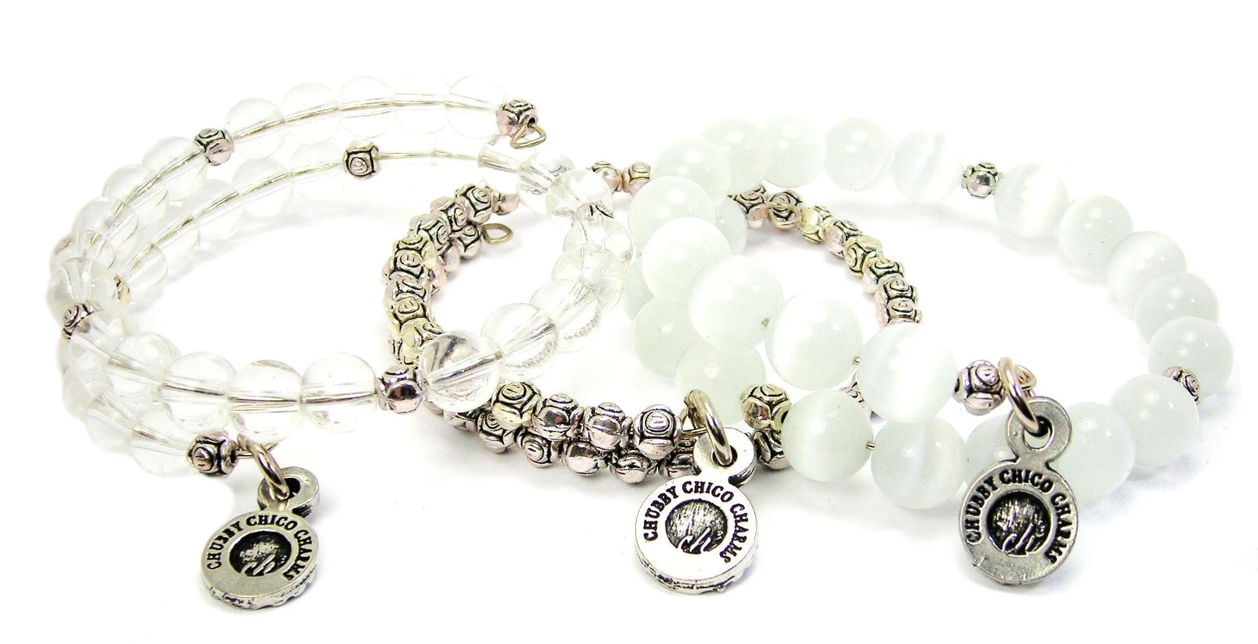 Cute Little Owl With Bow 3 Piece Wrap Bracelet Set Cats Eye Glass And Pewter