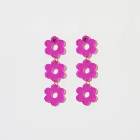 Daisy Chain Retro Earrings in Frosted Plum