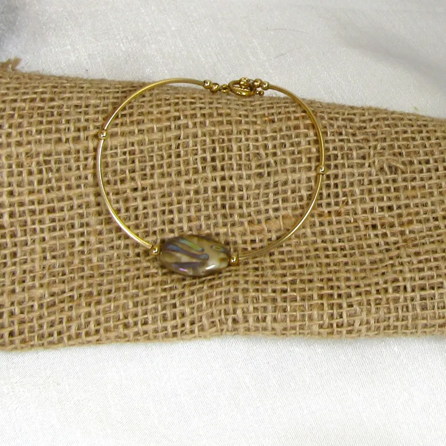 Delicate Gold & Handmade Bead Bangle Bracelet