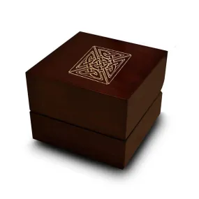 Detailed Celtic Knot Engraved Wood Ring Box Chocolate Dark Wood Personalized Wooden Wedding Ring Box