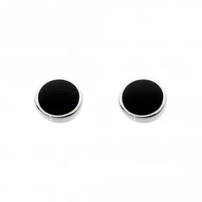 Dew Sterling Silver Small Round Onyx Stud Earrings