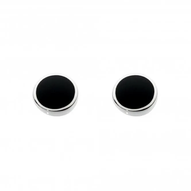 Dew Sterling Silver Small Round Onyx Stud Earrings