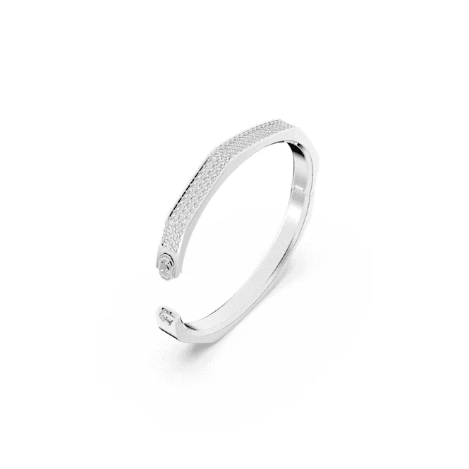 Dextera Octagon Pavé White Rhodium Plated Bangle