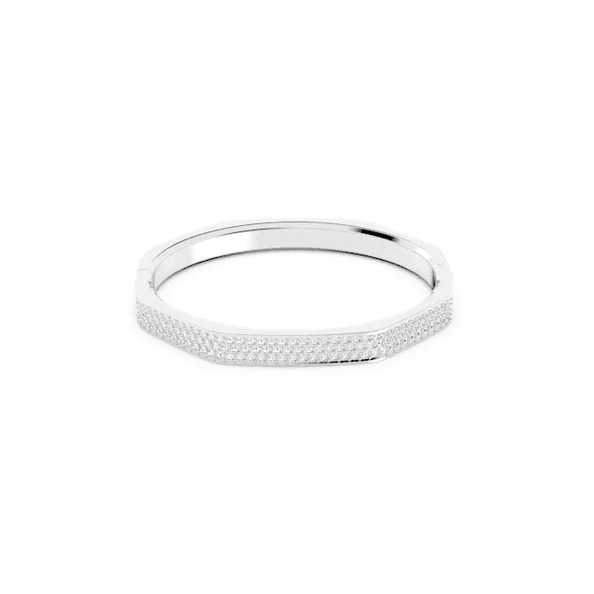 Dextera Octagon Pavé White Rhodium Plated Bangle