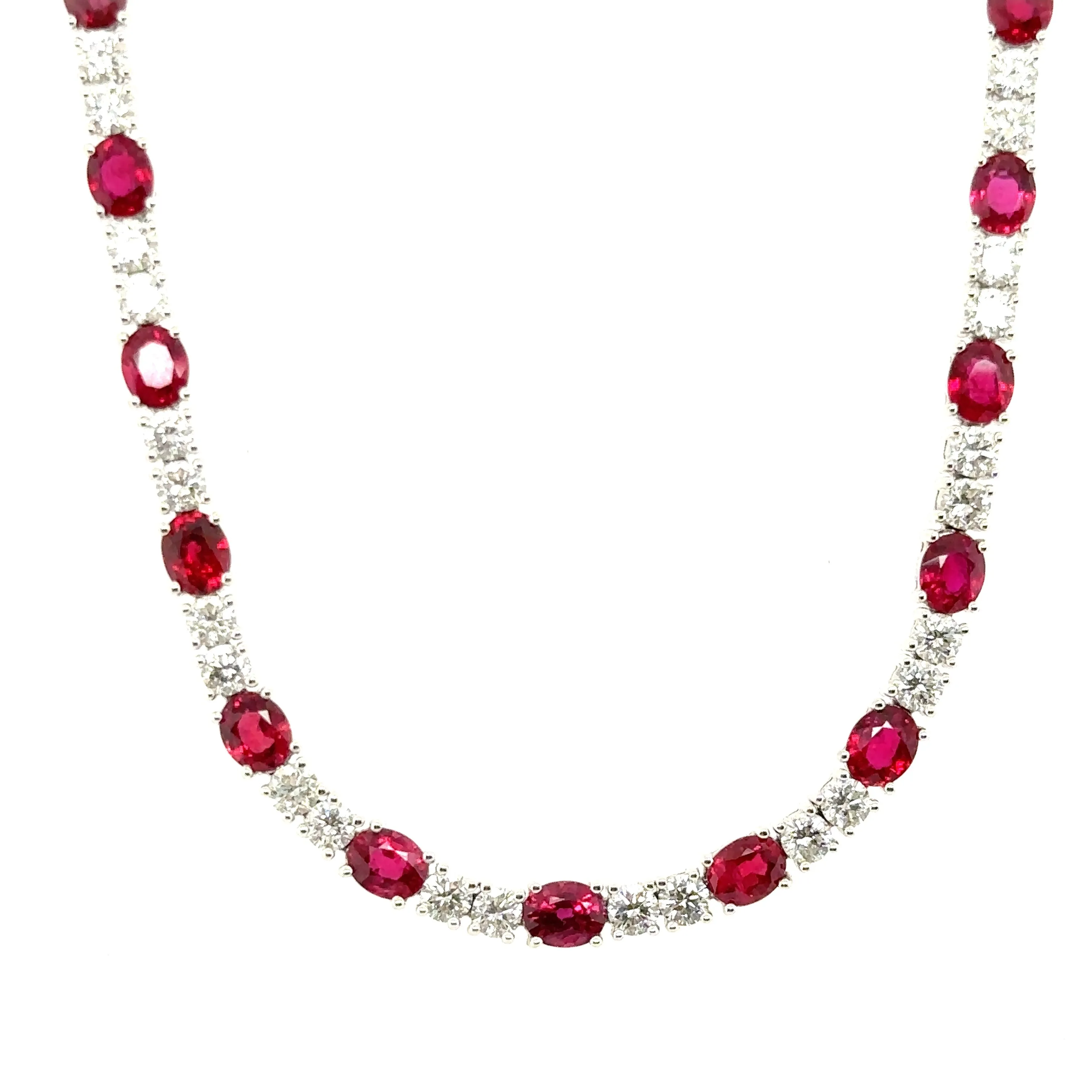 Diamond & Ruby Tennis Statement Necklace 26.90ct t.w.