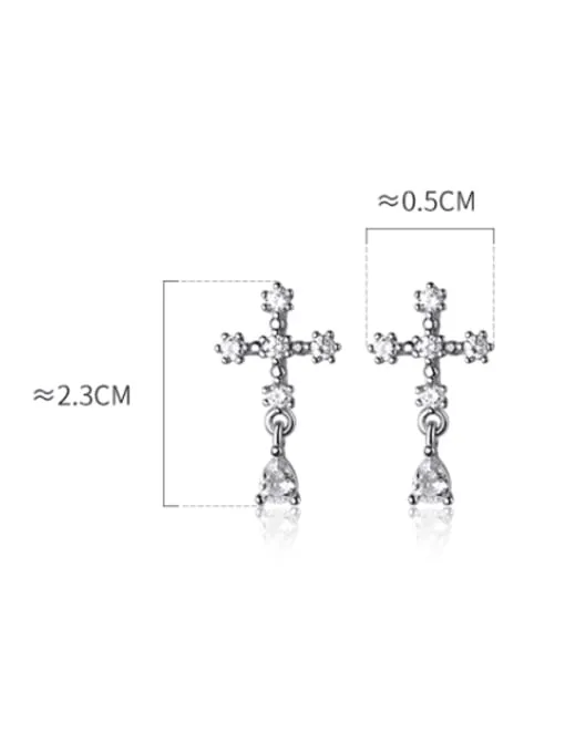 Dinner Cross Diamond CZ Bubble Charm Stud Earrings