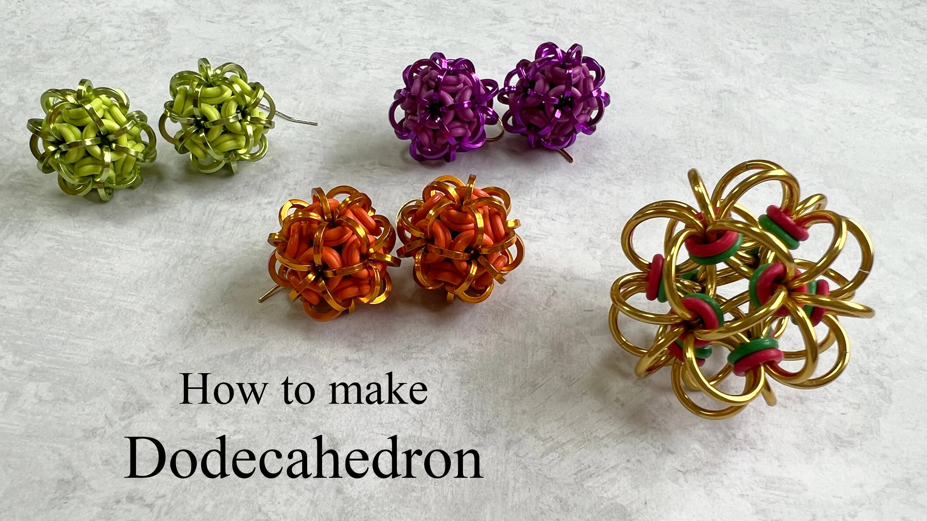 Dodecahedron Earrings Kit with FREE Video - Coral Orange