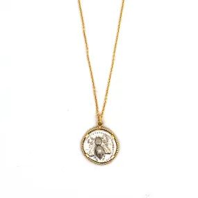 Double-Sided Bee and Stag Coin Pendant with 18k Yellow Gold