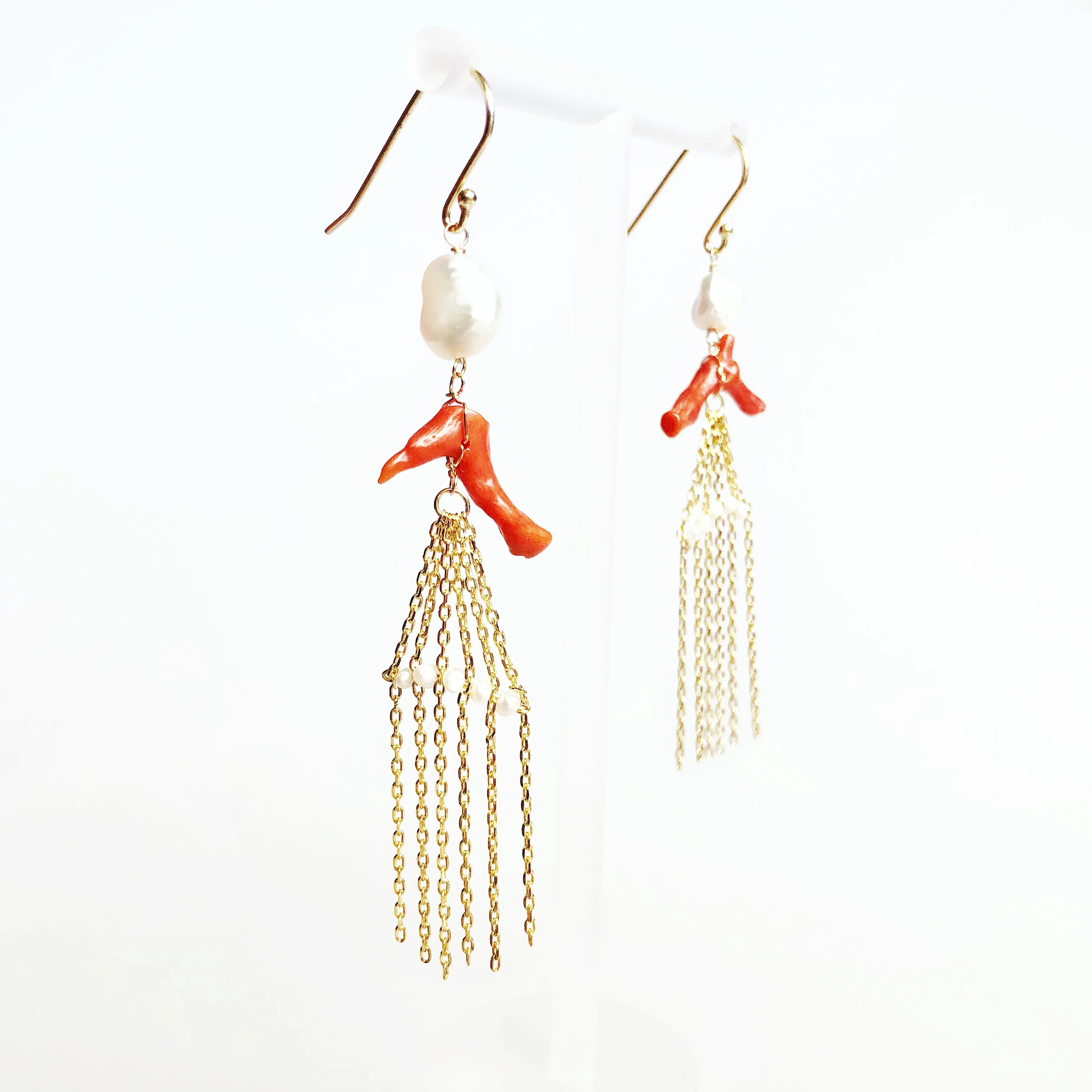 Dragon Princess Red Coral Tassel Earrings