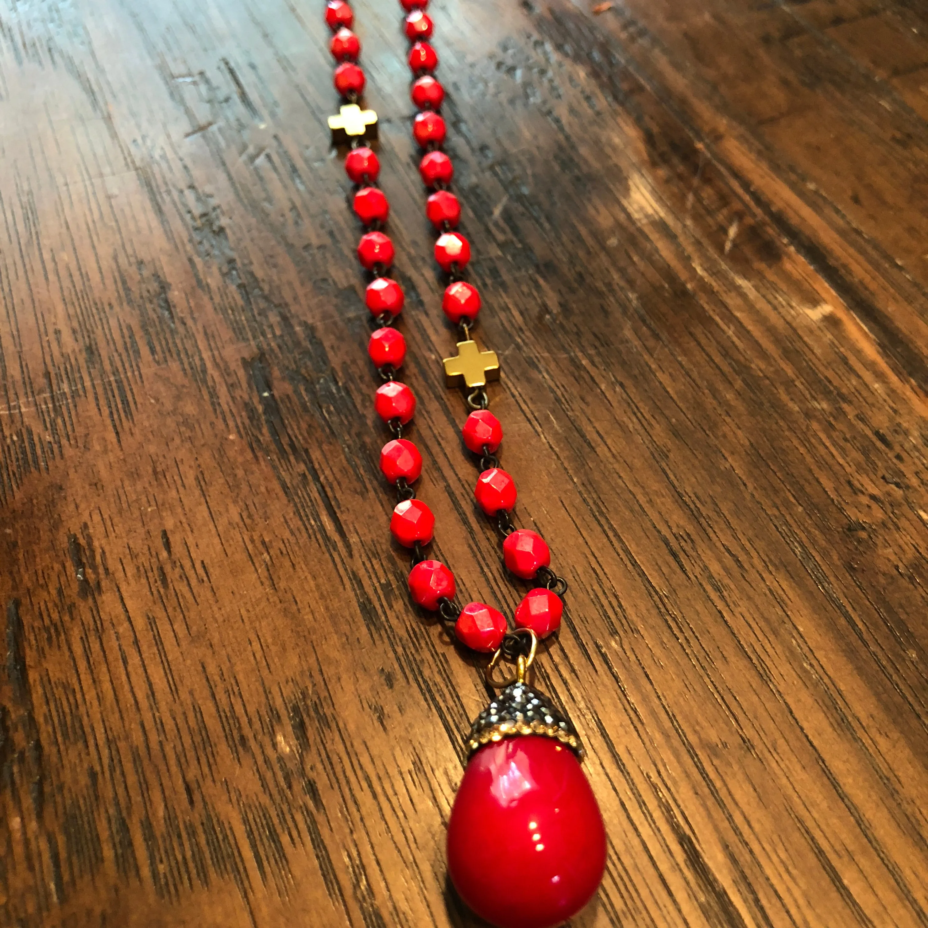 Drop and Cross Necklace