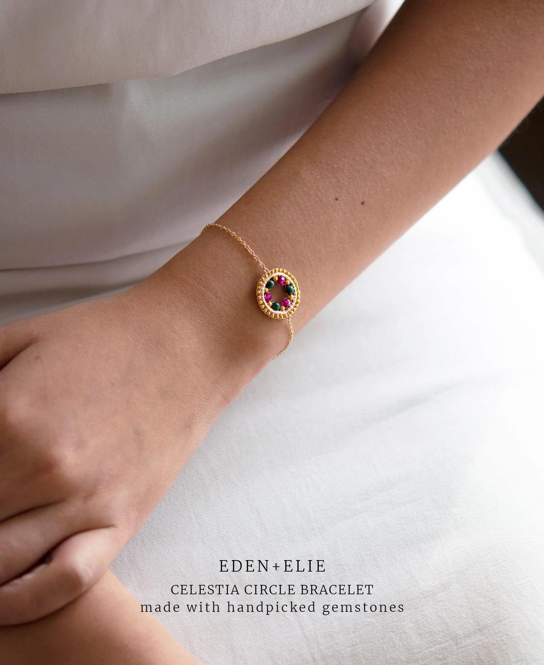 EDEN   ELIE Celestia Circle Bracelet - Ruby   Pink Tourmaline