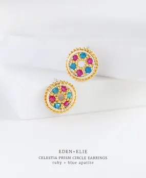 EDEN   ELIE Celestia Prism Circle Earrings - Ruby   Blue Apatite