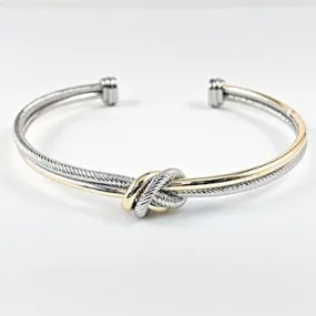 Elegant Center Knot Two Tone Style Brass Bangle