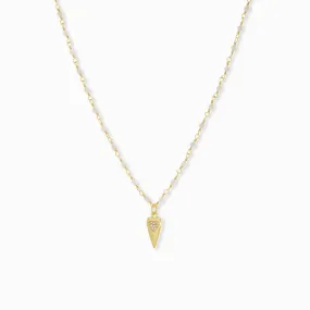 elongated pave heart charm necklace