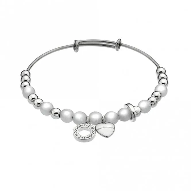 Emozioni Silver Plated Faux Mother of Pearl Bangle EB011