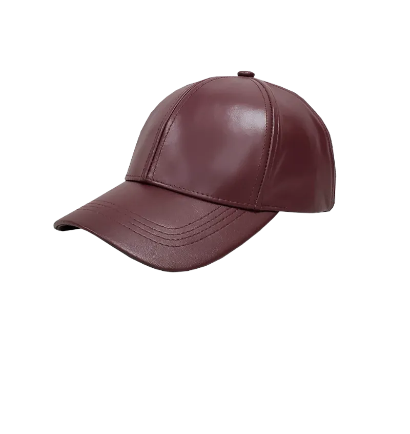 Emstate Burgundy Men's Leather Caps 100% Genuine Leather Baseball