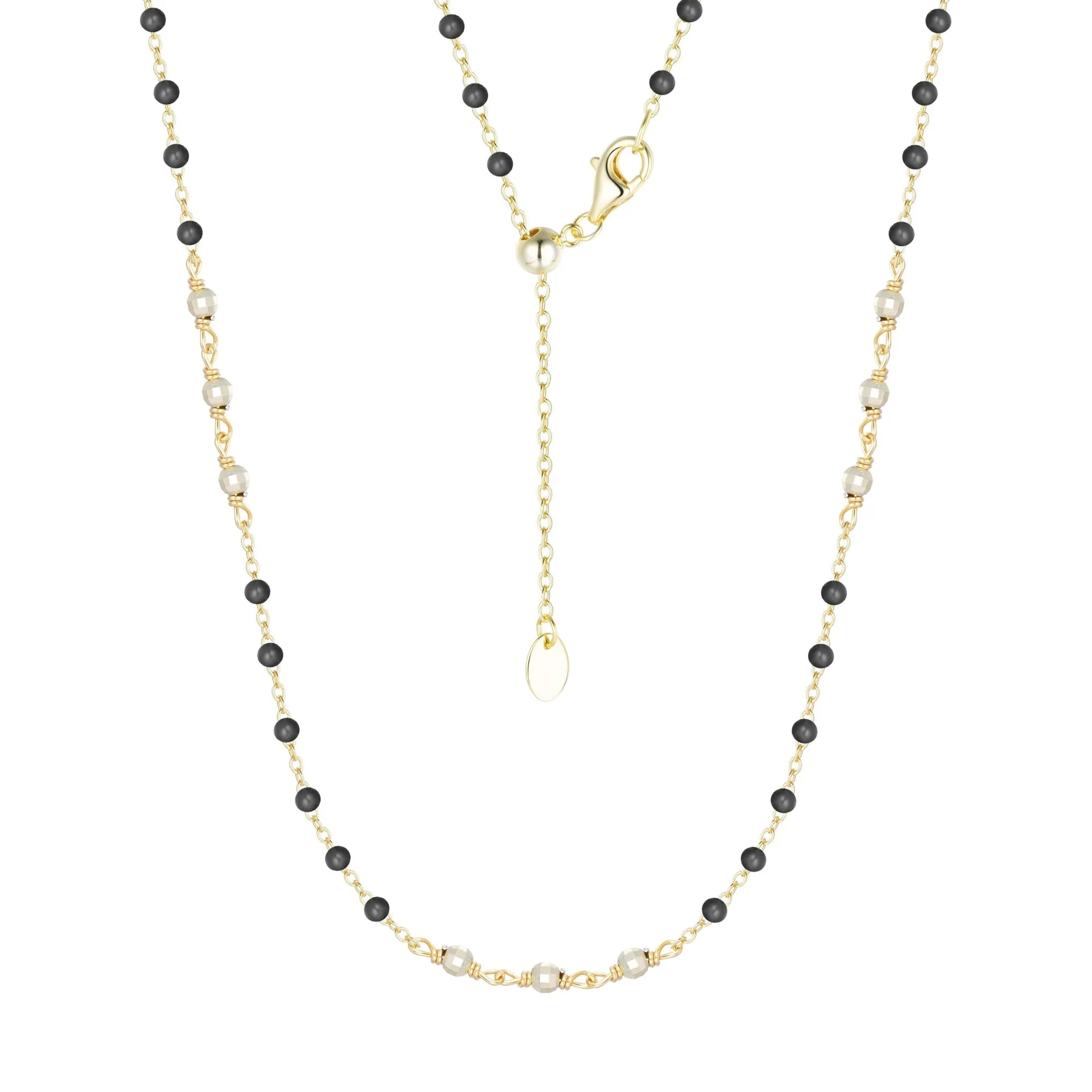 Enamel Beaded Chain Necklace With Sparkle Beads - 24 inch