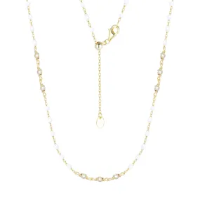 Enamel Beaded Chain Necklace With Sparkle Beads - 24 inch