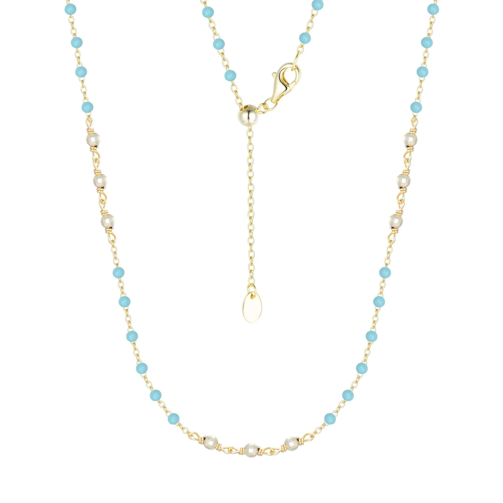 Enamel Beaded Chain Necklace With Sparkle Beads - 24 inch