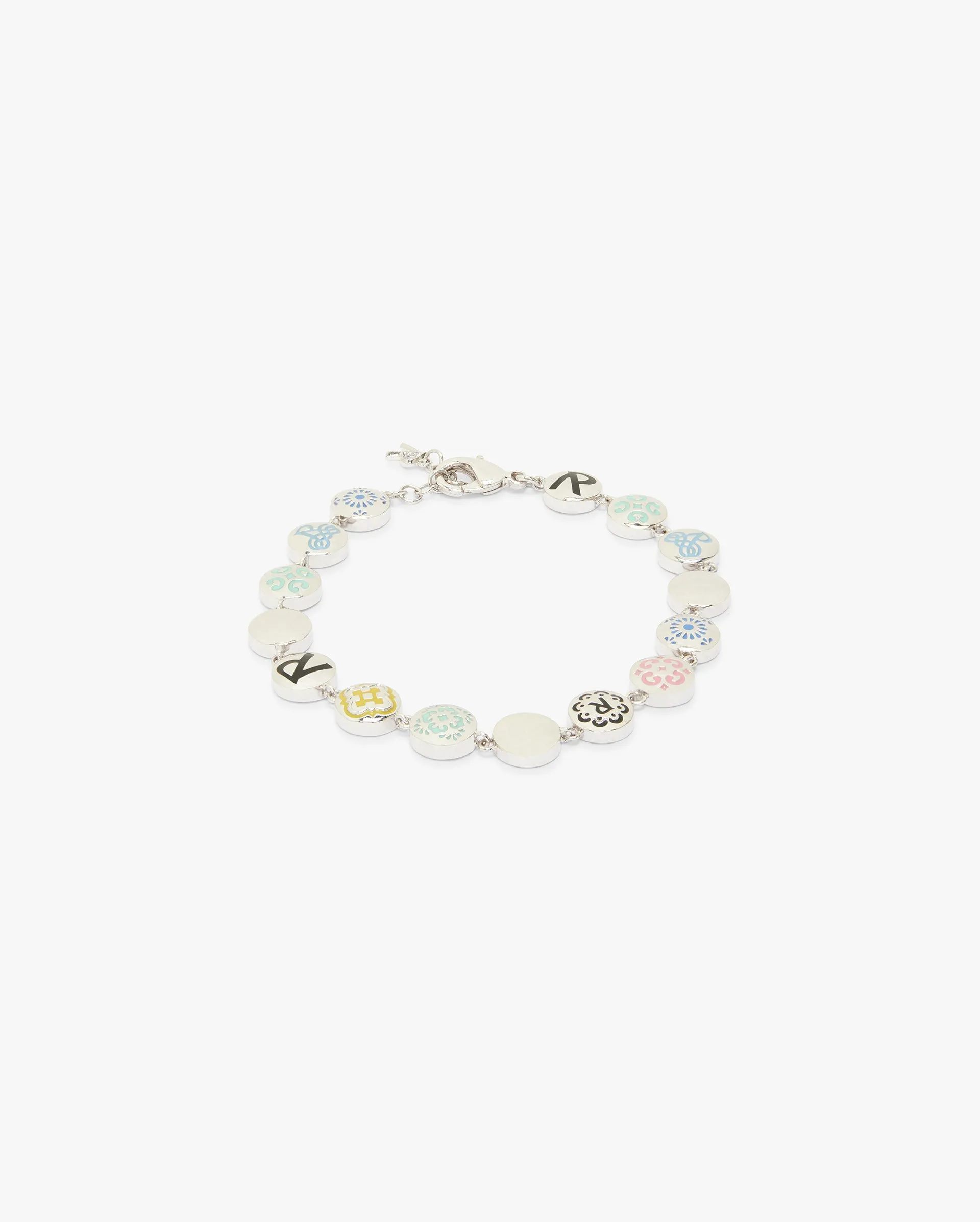 Enameled Bead Bracelet - Silver